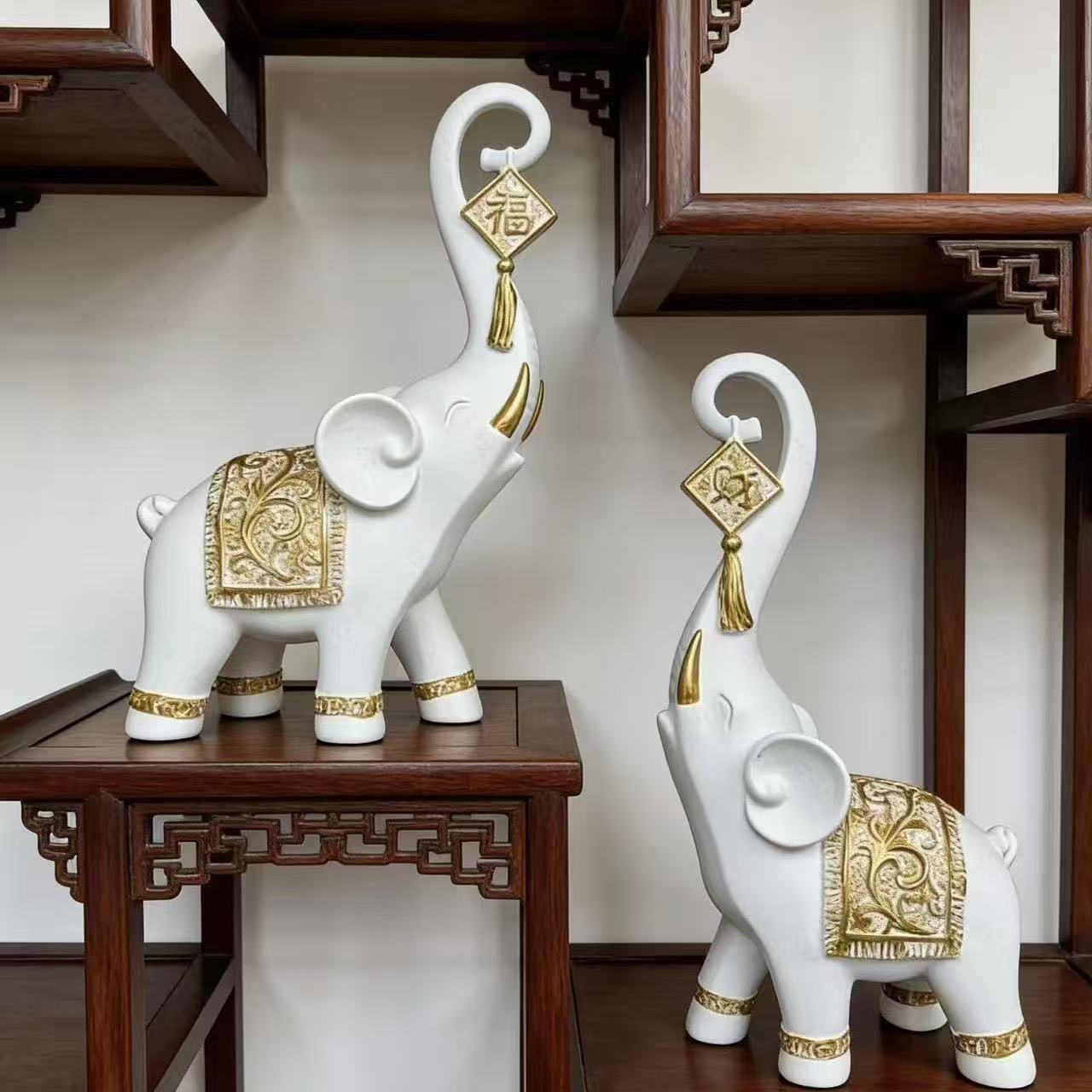 Resin Art Anniversary Gift - One Pair Chinese Style Lucky Wealth