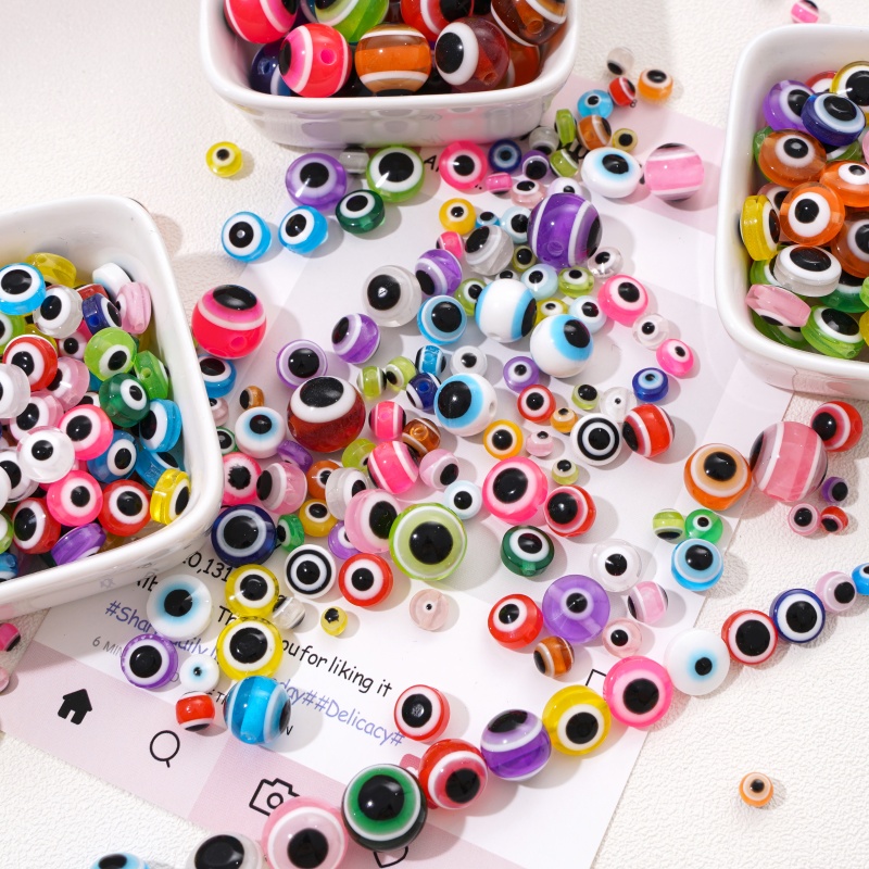 Resin Art Necklace - 25pcs 12mm Resin Evil Eye Beads