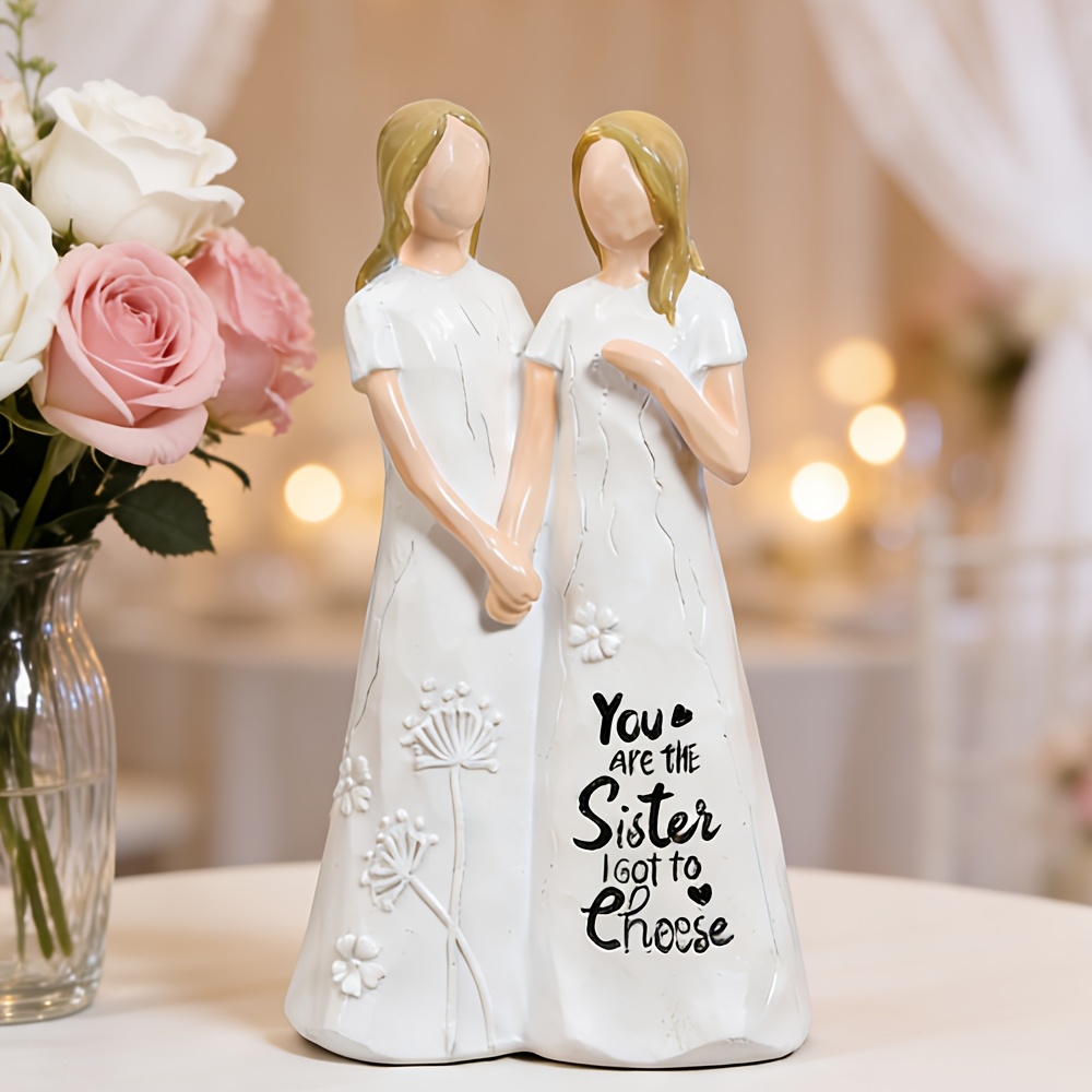 Resin Art Anniversary Gift - 1pc Heartfelt Sister Figurine 