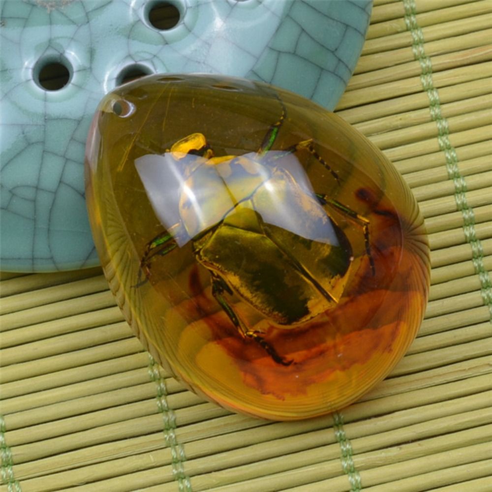 Natural Rough Butterfly Amber  - Resin Art Necklace review and price