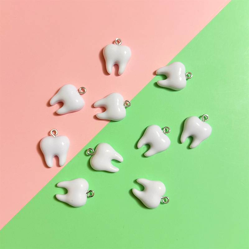 10pcs Cute White Teeth Resin P - Resin Art Engagement review and price