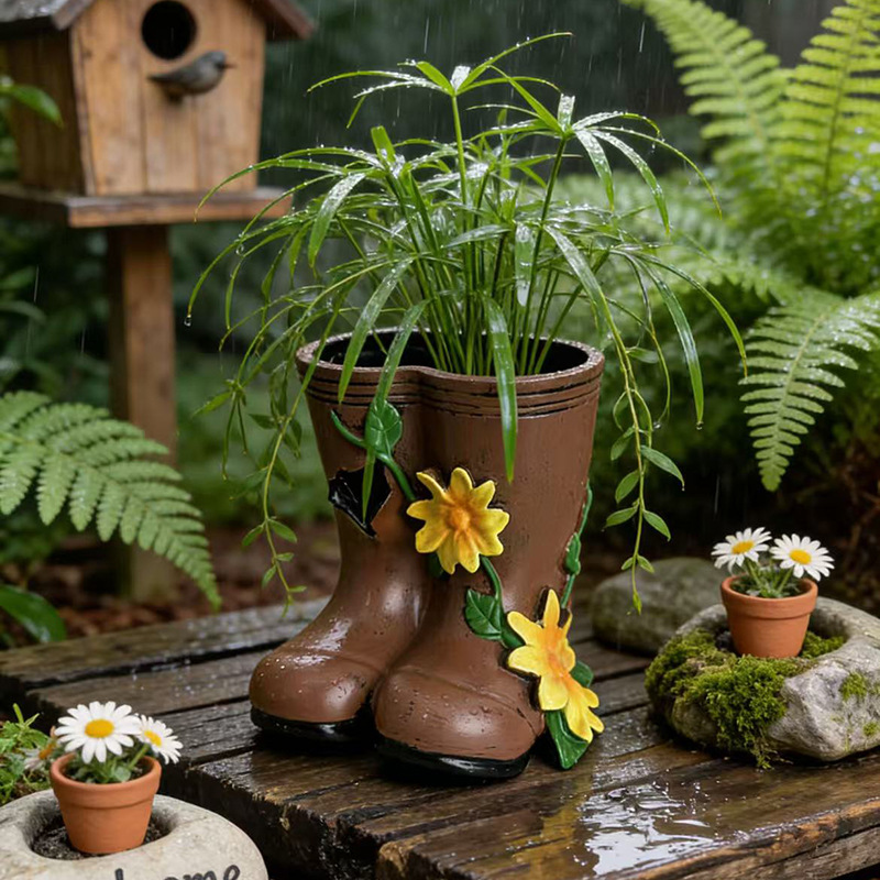 Pastoral Rain Boot Shaped Vase - Resin Art Unique Ideas review and price