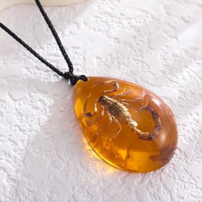 Retro Amber Pendant Necklace F - Resin Art Necklace review and price