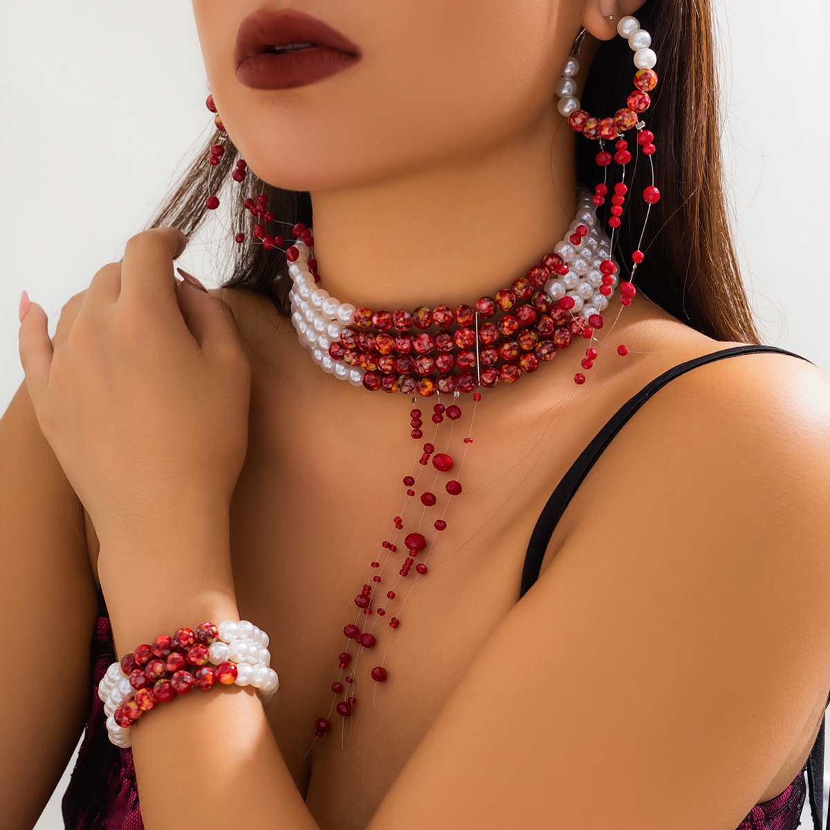 Multilayer Vintage Red Blood P - Resin Art Necklace review and price