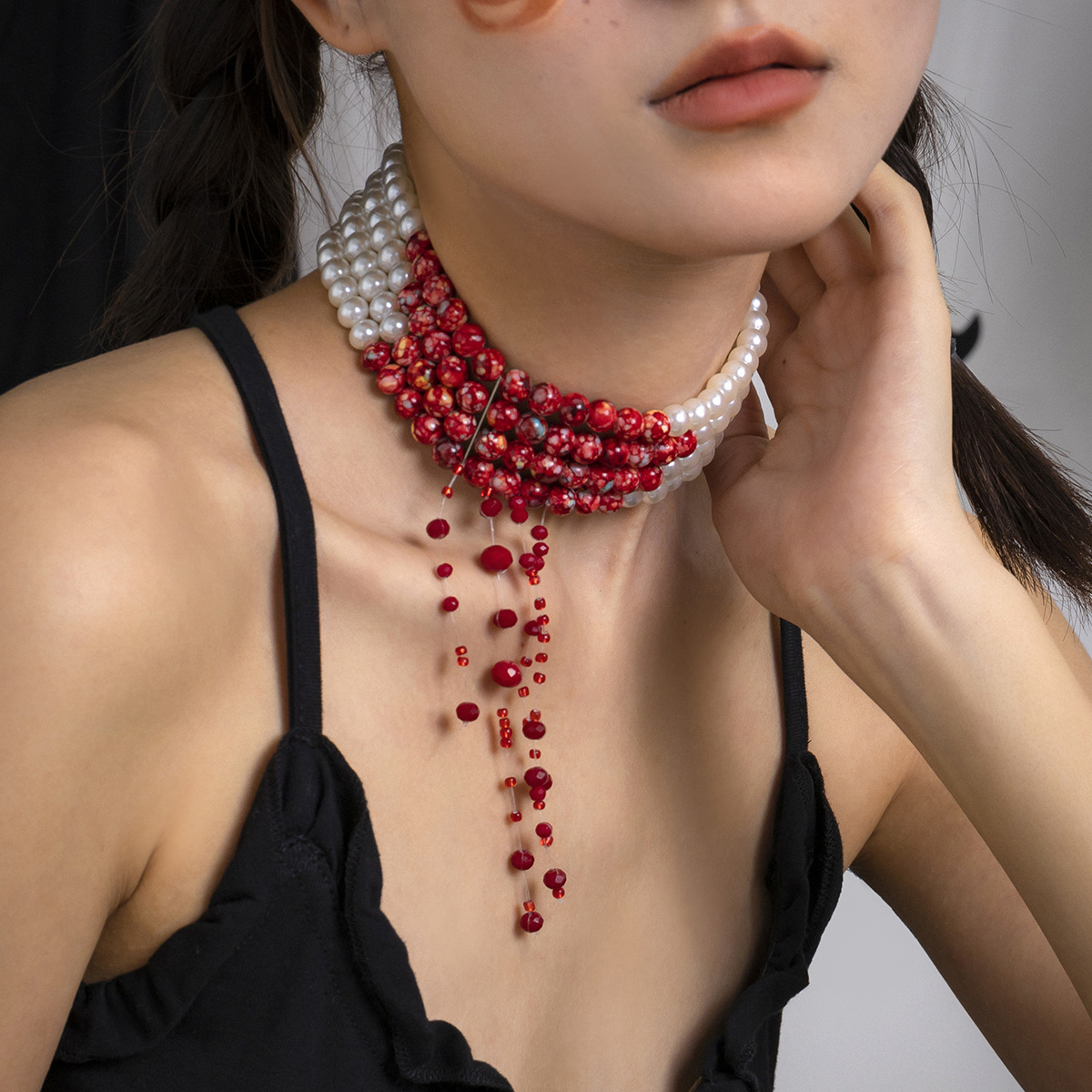 Multilayer Vintage Red Blood P - Resin Art Necklace review and price